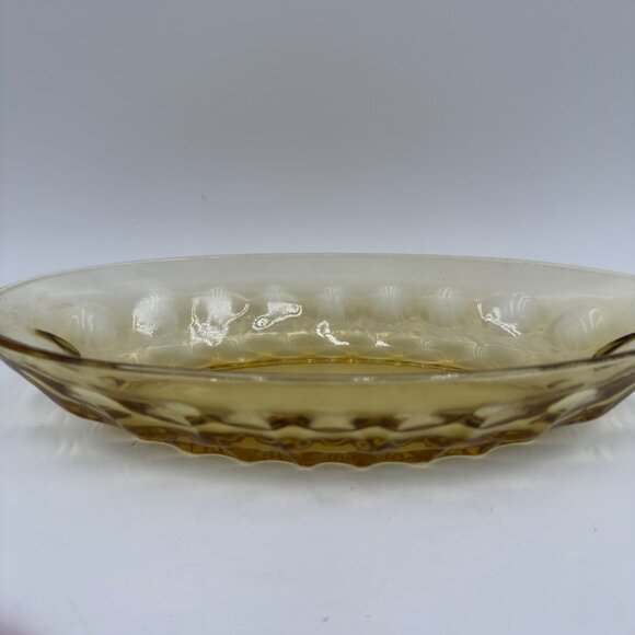 Vintage Amber Glass Oval Serving Dish With Scalloped Design Vegetables Candy’s - Picture 9 of 9
